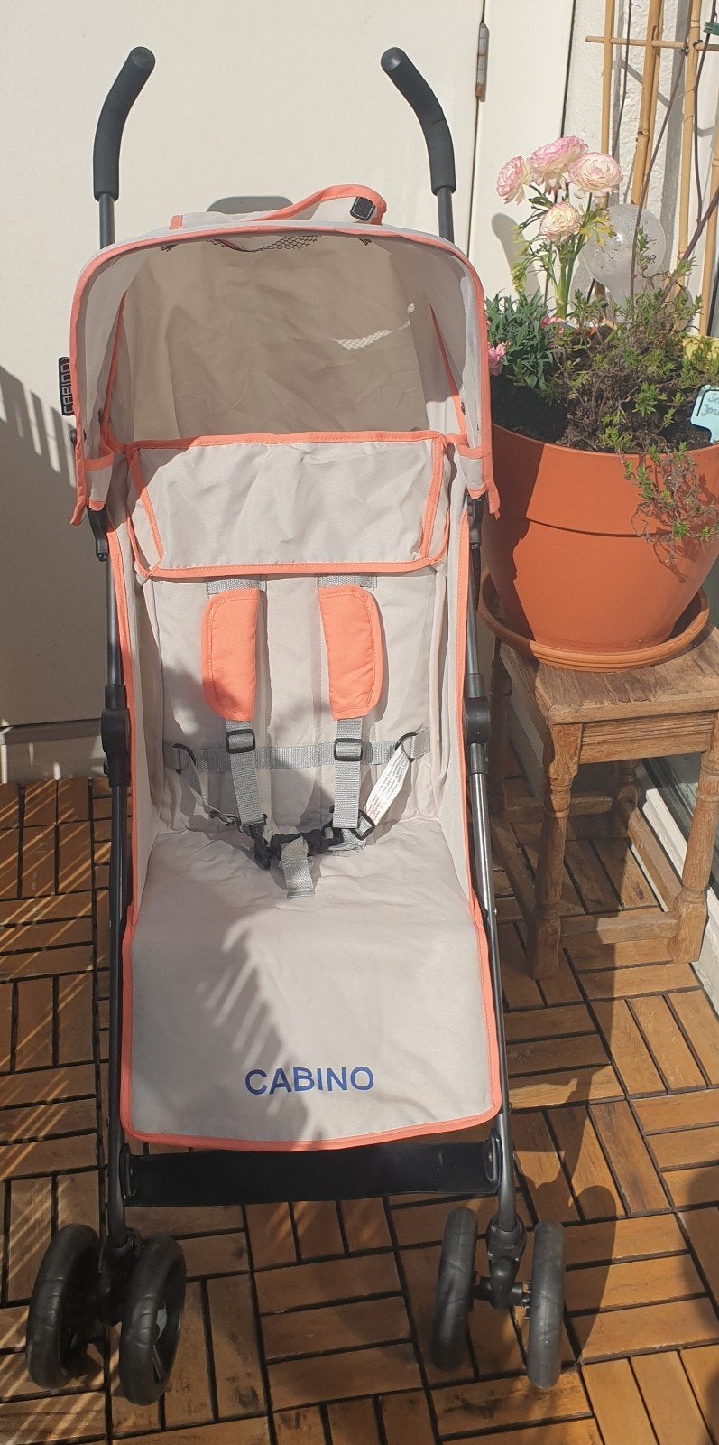 Kinderwagen kinderbuggy Cabino beige/oranje, Kinderen en Baby's, Ophalen of Verzenden