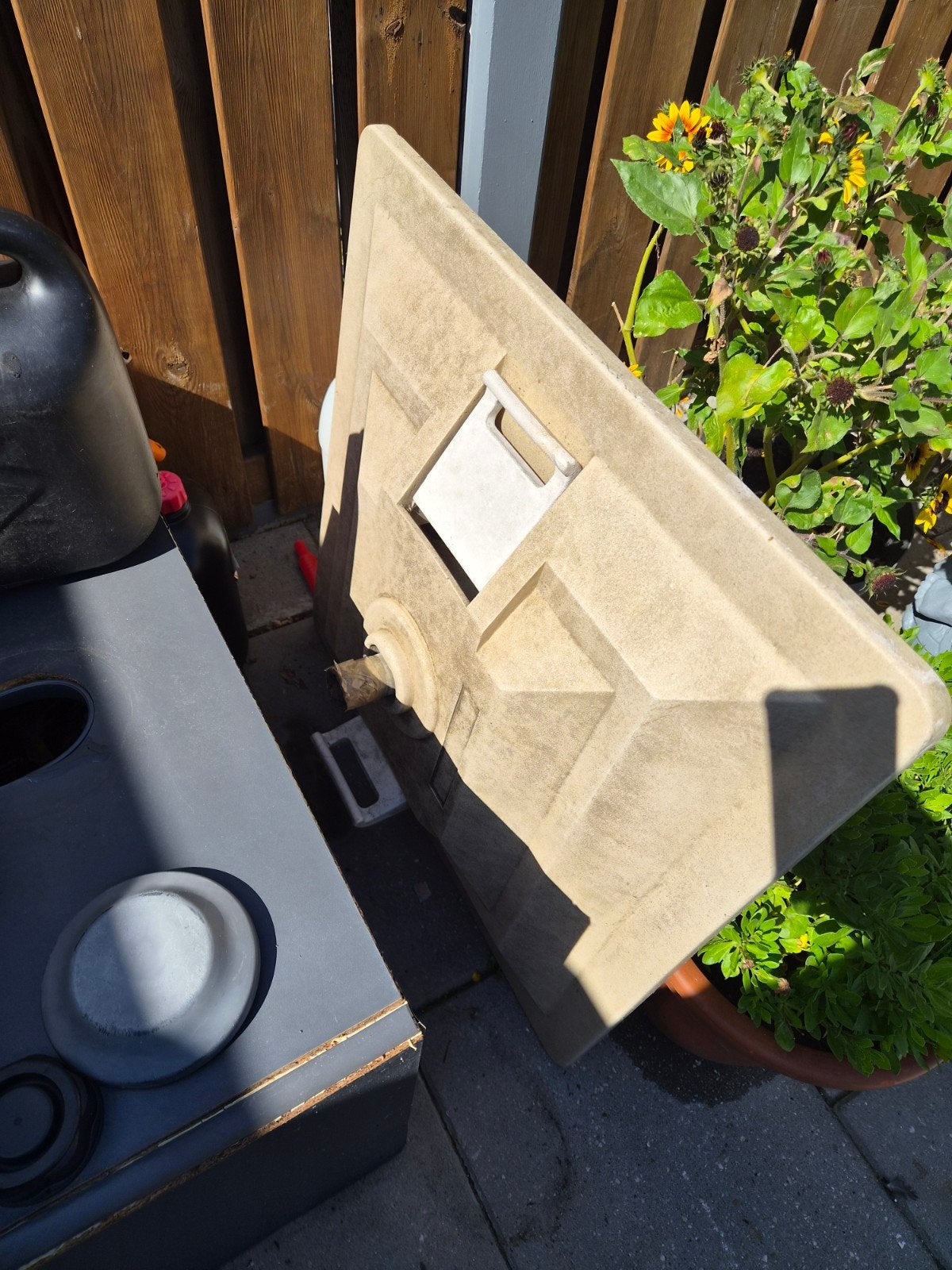 parasolvoettegel met wielen inklapbaar, Tuin en Terras, Ophalen, Hout, Overige typen