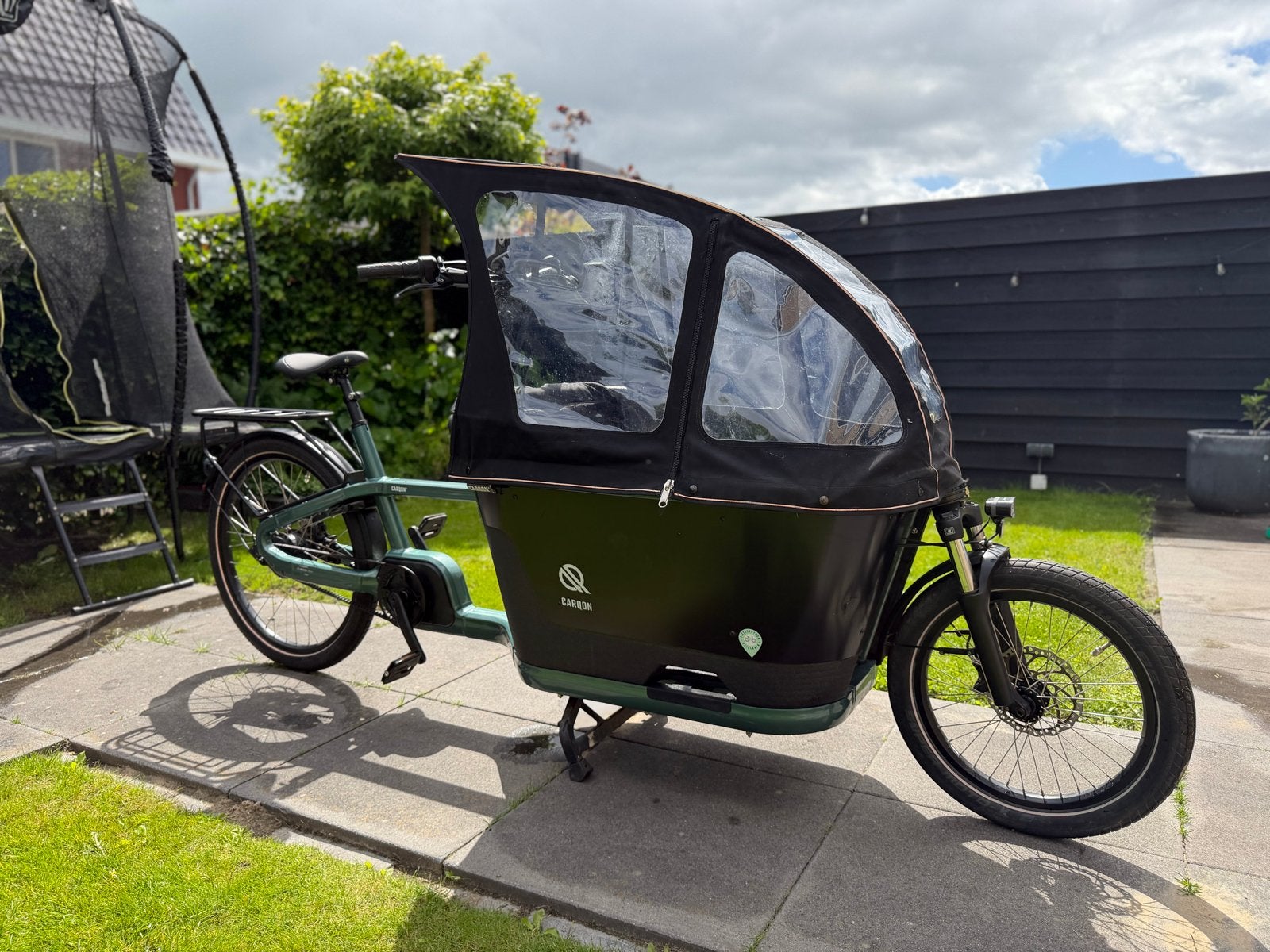 Elektrische bakfiets van Carqon met krachtige Bosch motor, Gebruikt, Elektrisch, 2 kinderen, Schijfrem