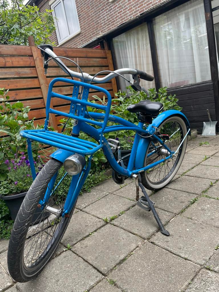 Blauwe Gazelle jongens fiets met terug traprem, Gebruikt, Staal, Cruiser, Velgrem