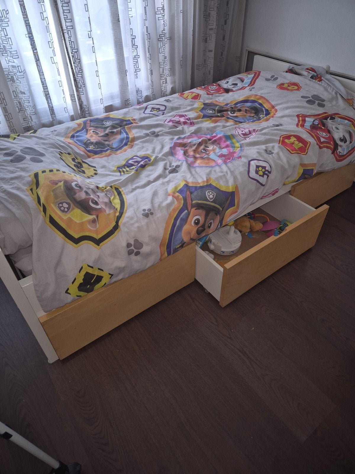 1 persoons bed met 3 lades., Ophalen, Gebruikt, 90 cm, Eenpersoons