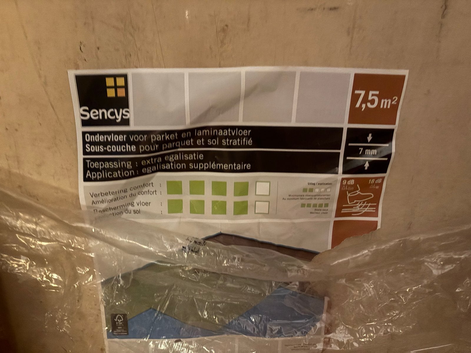 Sencys ondervloer voor parket en laminaatvloer, Doe-het-zelf en Verbouw, Overige materialen, Overige typen, Nieuw, Minder dan 50 cm