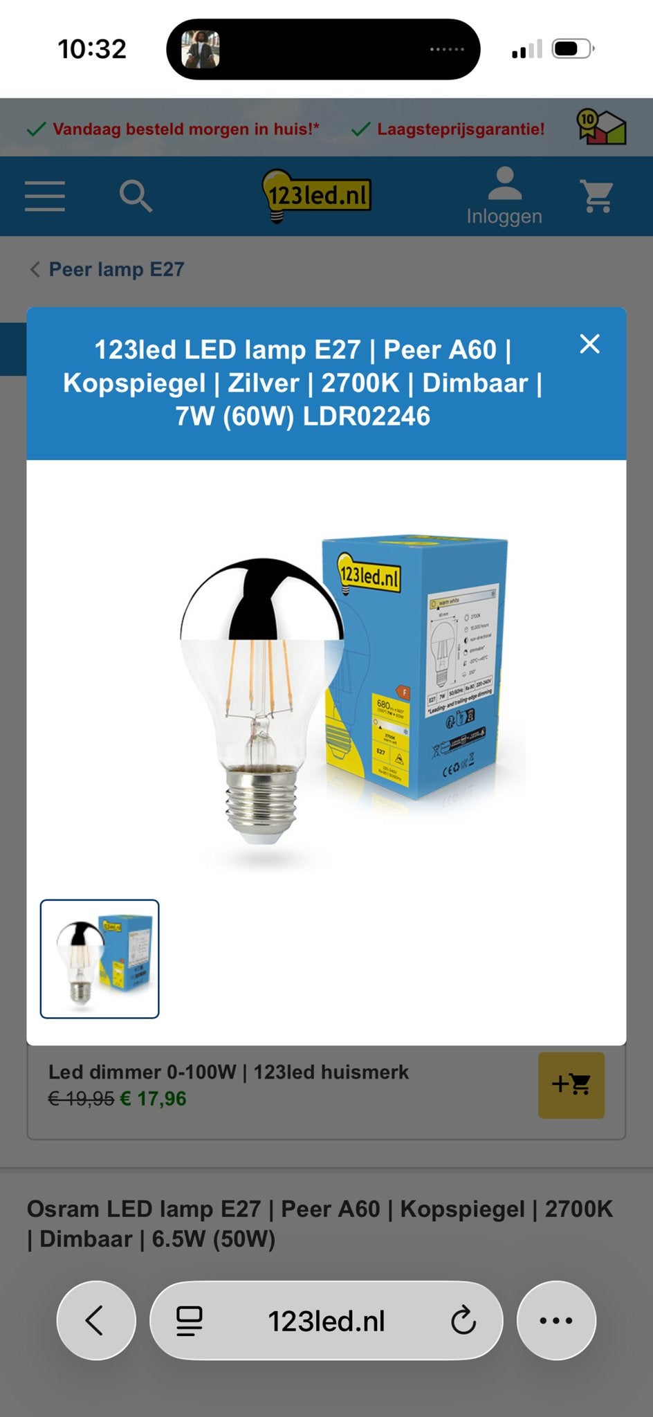5x Osram LED lamp E27 A60 Filament Kopspiegel Zilver 2700K, 30 tot 60 watt, Led-lamp, Osram, Nieuw