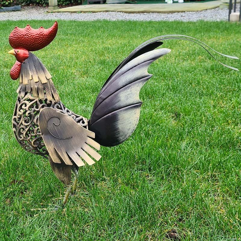 GROTE CHIQUE METALEN HAAN TUINBEELD, Tuin en Terras, Tuinbeelden, Ophalen, Nieuw, Metaal, Dierenbeeld
