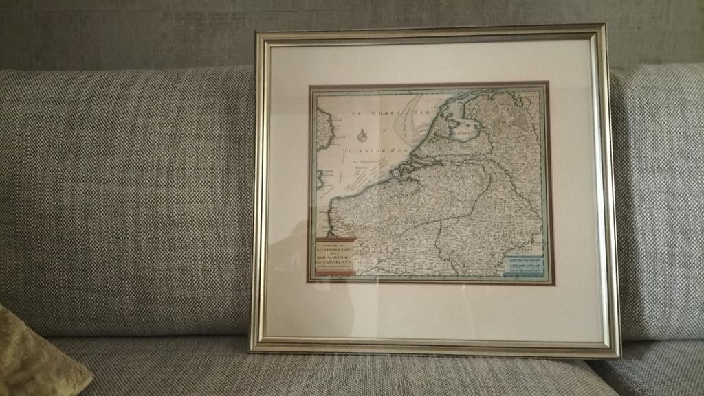 Antieke originele Tirion Kaart + mooie  bijpassende Lijst, Antiek en Kunst, Ophalen of Verzenden