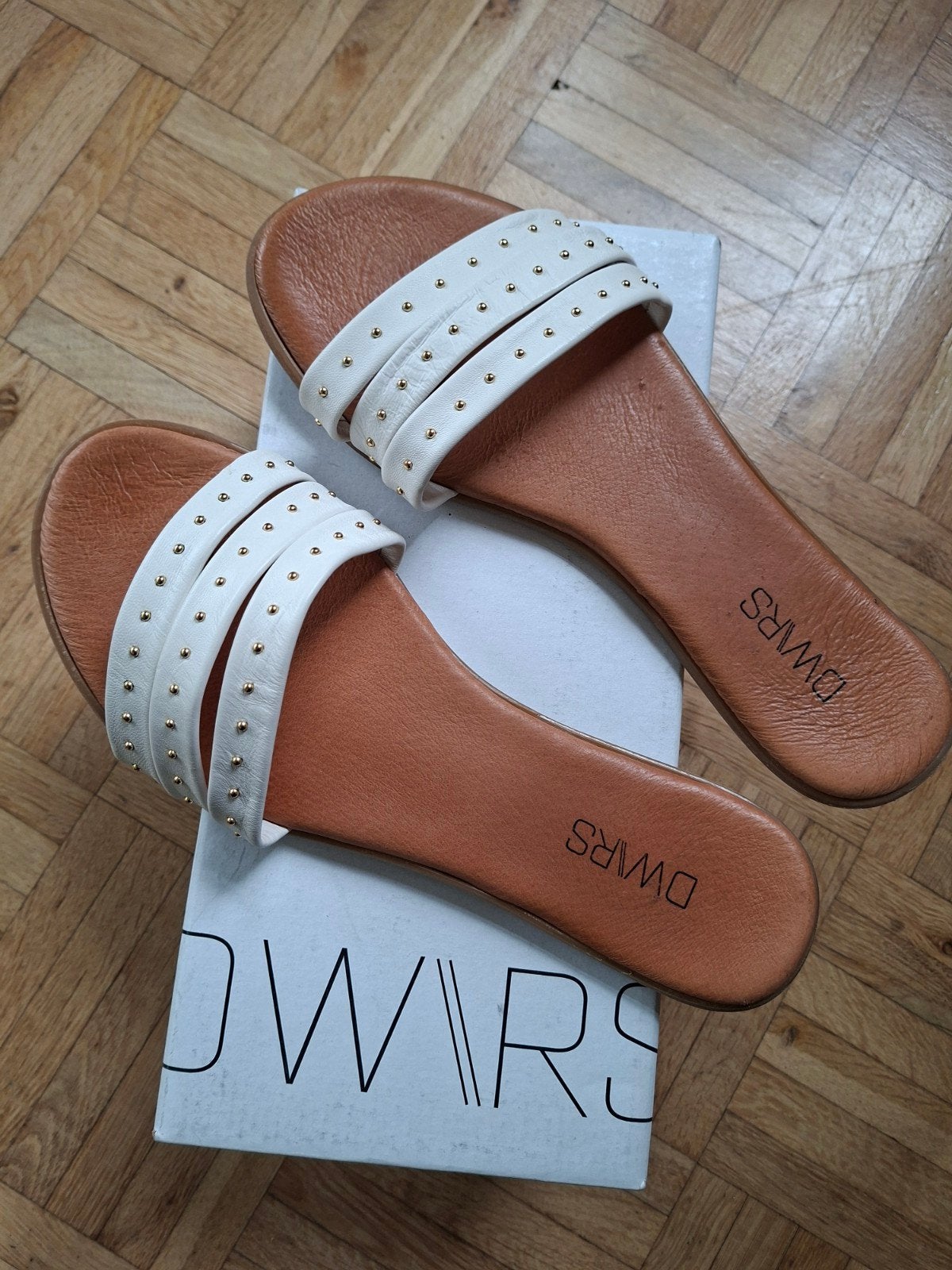 DWRS leren slippers, maat 41, Wit, Ophalen of Verzenden, Zo goed als nieuw, DWRS