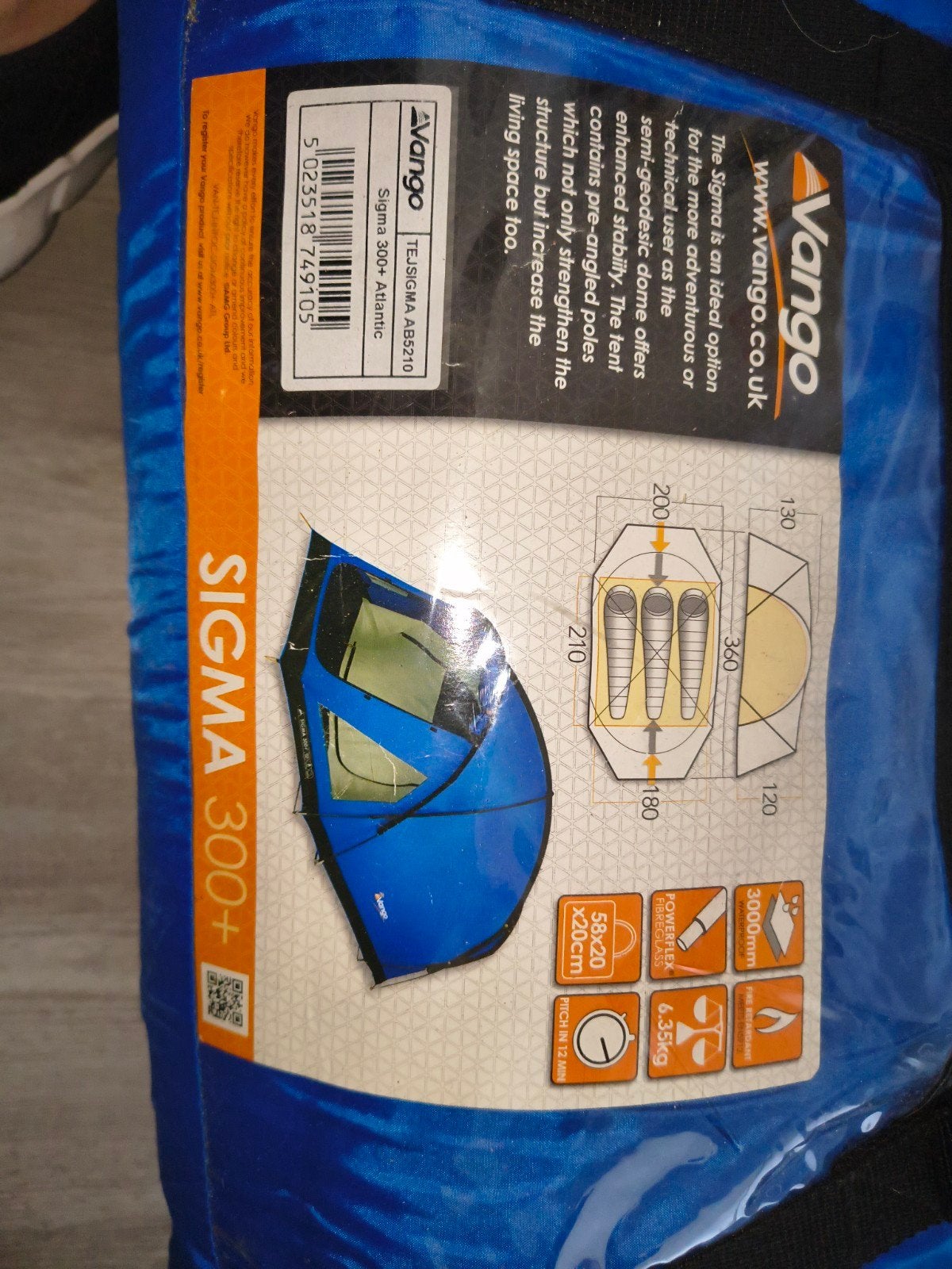 Vango Sigma 300+ Atlantic 3-persoons tent, Caravans en Kamperen, Tenten, Ophalen of Verzenden, Gebruikt, Tot en met 3