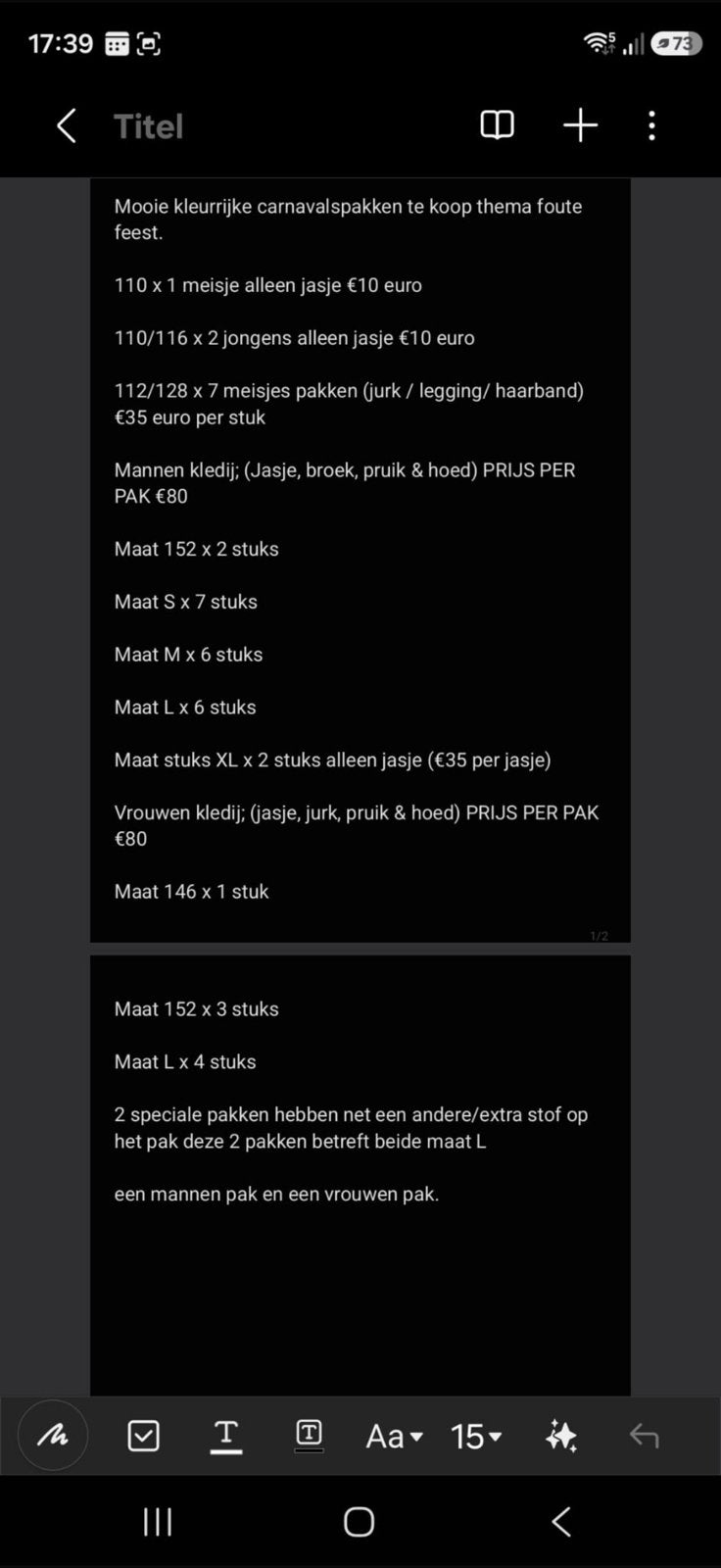 Te koop prachtige carnavalskleding / pakken, Ophalen, Carnaval, Overige maten, Zo goed als nieuw