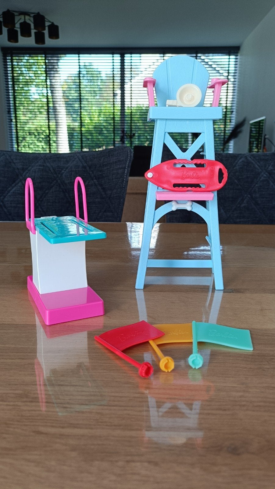 Barbie Zwembad Accessoires: Duikplank en Reddersstoel, Ophalen of Verzenden, Zo goed als nieuw, Barbie