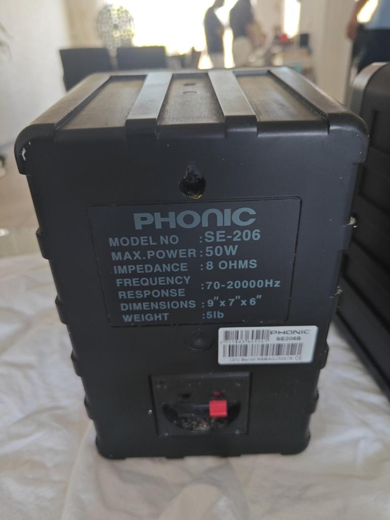 Phonic SE-206 speakers met kables., Ophalen of Verzenden, 120 watt of meer, Front, Rear of Stereo speakers, Overige merken