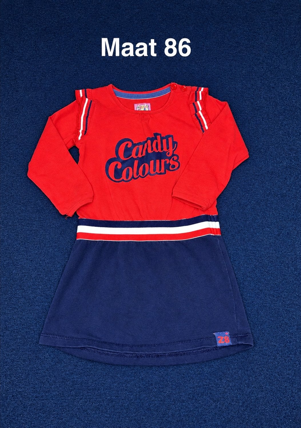 Z8 jurkje maat 86 donkerblauw/rood, Ophalen of Verzenden, Zo goed als nieuw, Meisje, Jurkje of Rokje