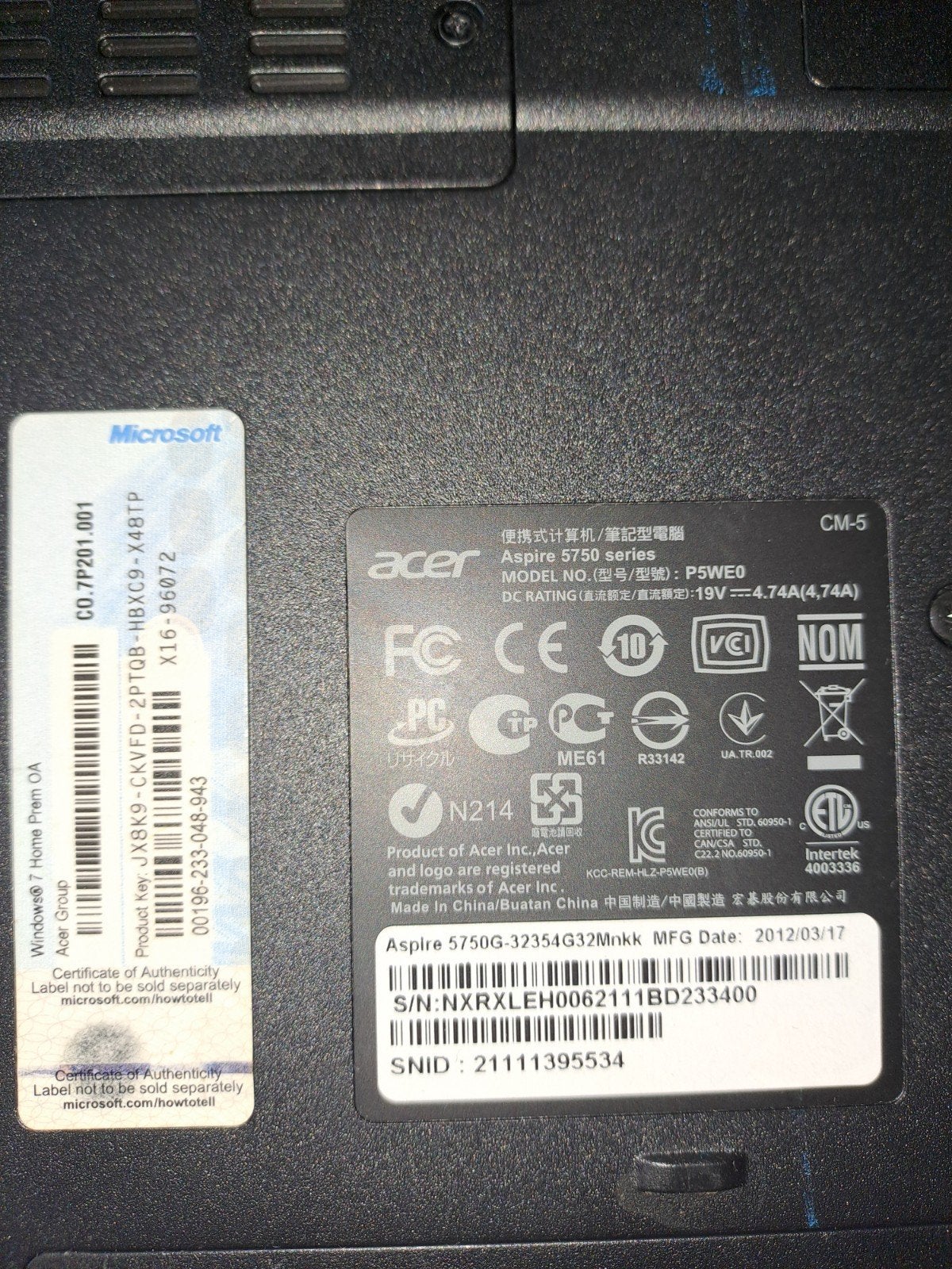 Acer Aspire 5750 - Intel i3, 8GB RAM, Windows 10 Home, Computers en Software, Windows Laptops, Gebruikt, 15 inch, 2 tot 3 Ghz
