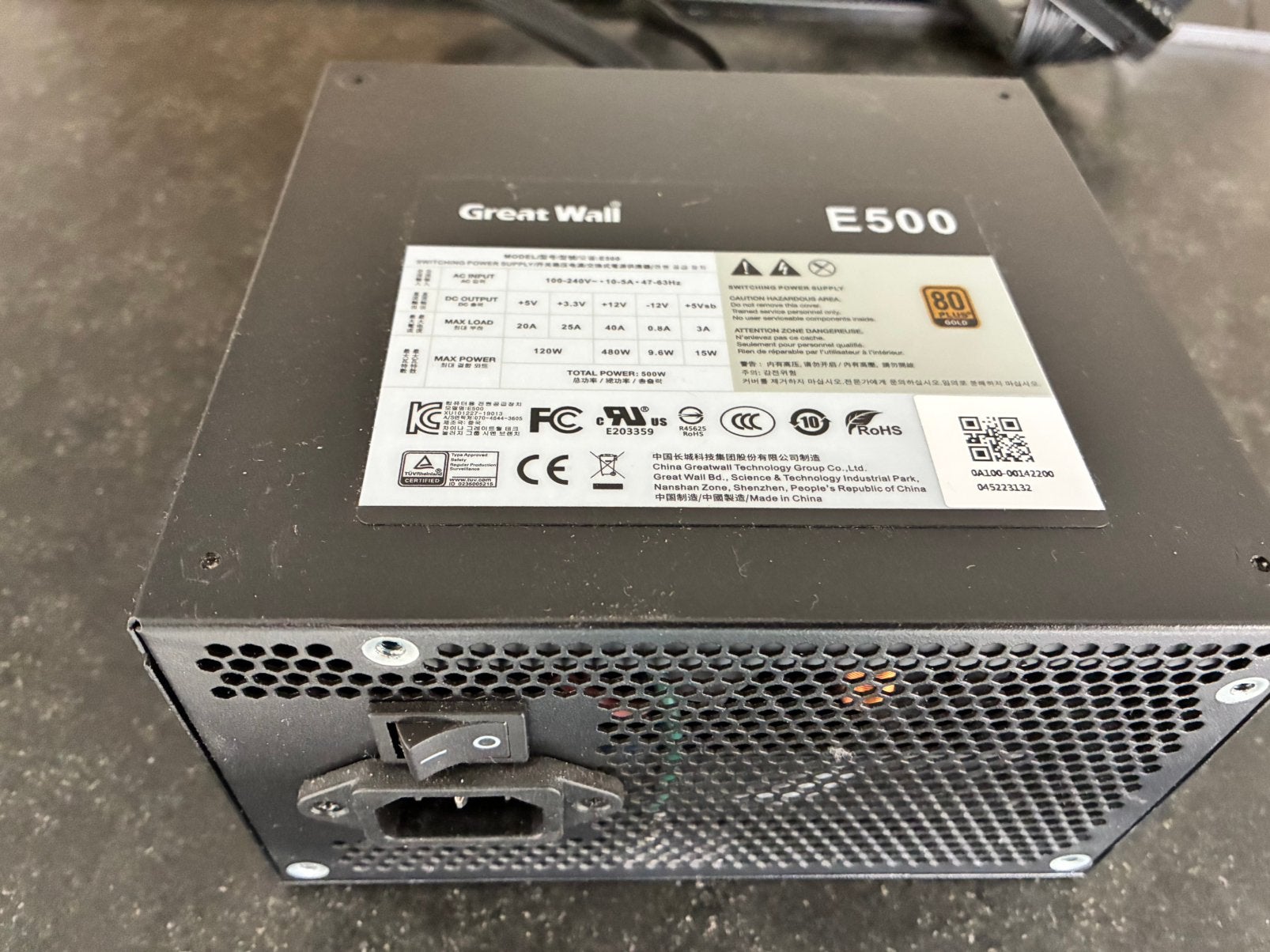 Great Wall E500 Computer Voeding - 500W PSU, Ophalen, Zo goed als nieuw