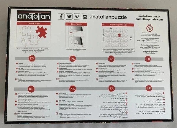 Gramofon stilleven met fruit puzzel 1000 stukjes Anatolian, Verzenden, 500 t/m 1500 stukjes, Zo goed als nieuw, Legpuzzel