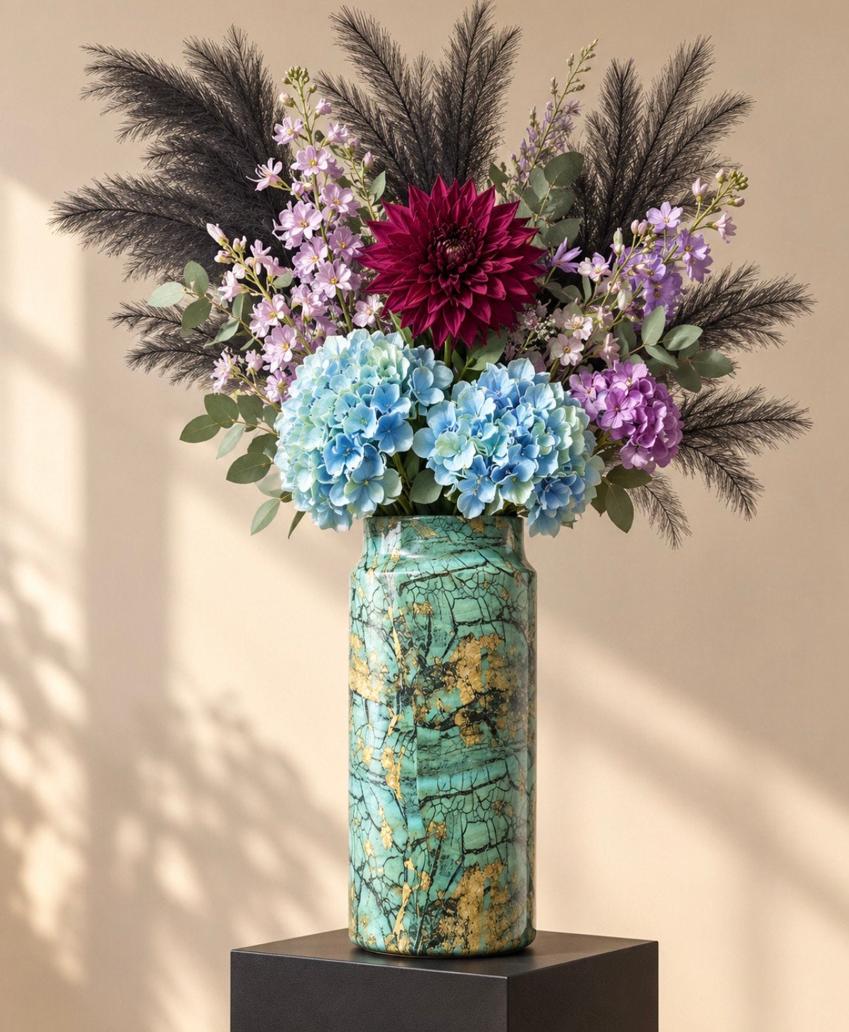 Floran Bela Arte Simi vaas 49 cm – luxe design – nieuwstaat, Huis en Inrichting, Ophalen, Zo goed als nieuw, Groen
