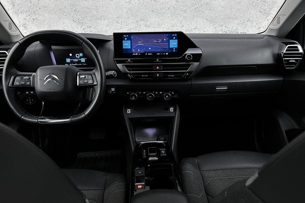 Citroën Ë-C4 Shine 50 kWh | Camera | Half leder | Trekhaak, Auto's, Citroën, 136 pk, Gebruikt, Blauw, Leder en Stof
