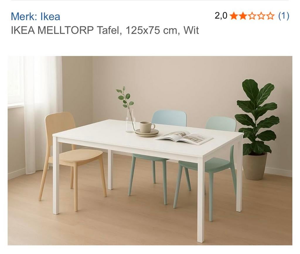 Witte eettafel zonder stoelen - Modern en compact, Huis en Inrichting, Tafels | Eettafels, Ophalen, Overige materialen, Gebruikt