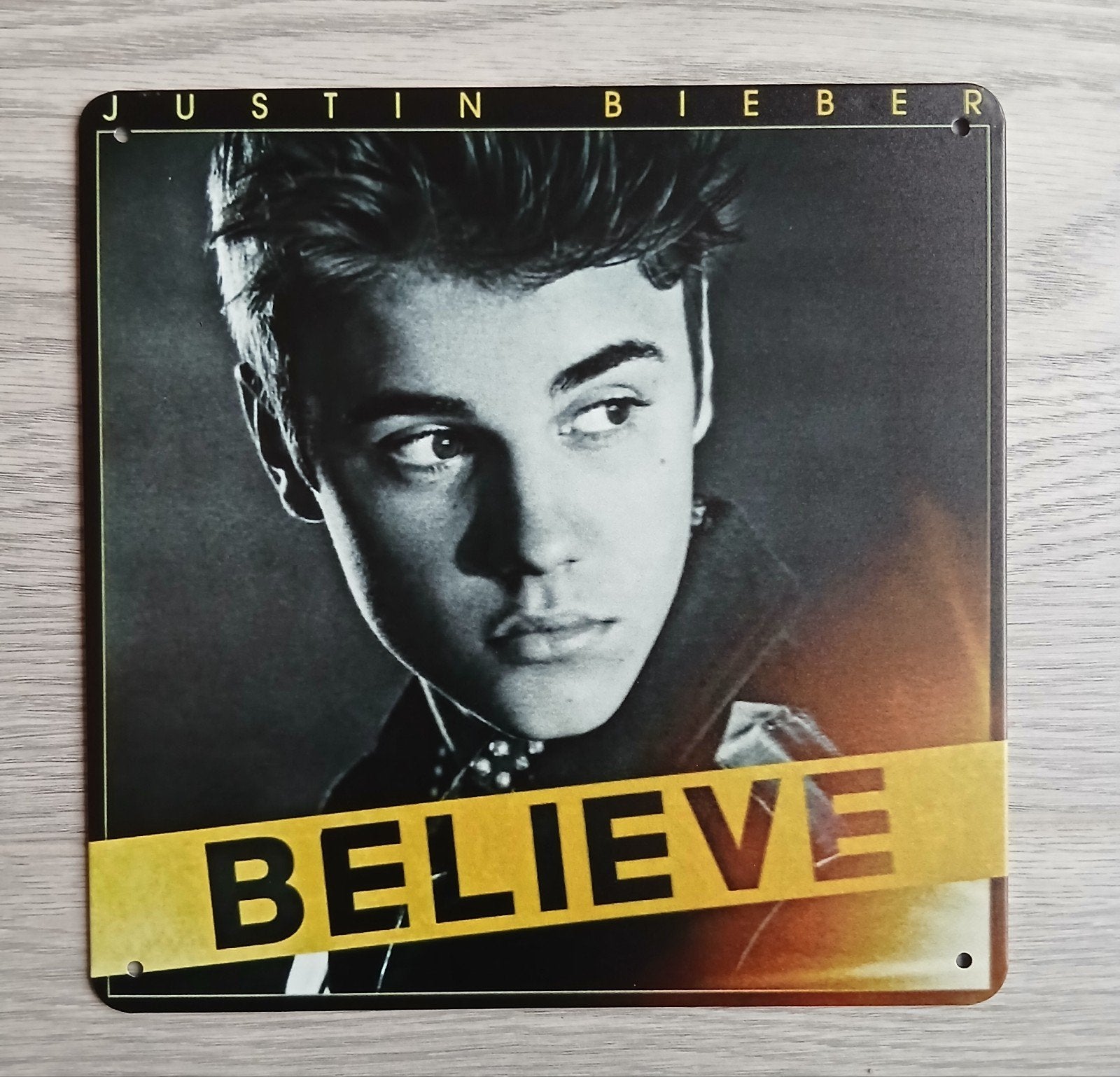 Justin Bieber Believe 20x20 cm Metalen Reclamebord, Ophalen of Verzenden, Nieuw, Poster, Artwork of Schilderij