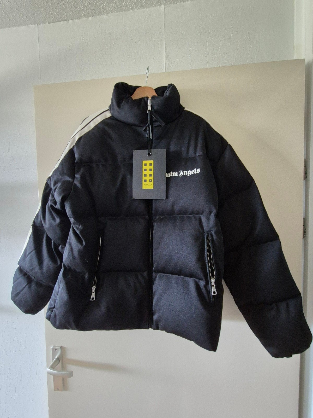 Moncler x Palm Angels Roddman Giubbotto Puffer Jas, Maat 52/54 (L), Zwart, Moncler x Palm Angels, Nieuw
