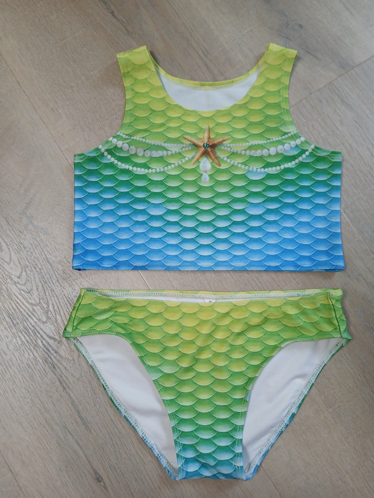 Mooie zeemeerminnenbikini, maat 8/ 128. Bikini meisje, Bikiniset, Meisje, Zo goed als nieuw, Ophalen of Verzenden