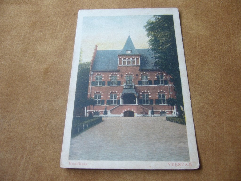 VEENDAM  =  RAADHUIS   BRIEFKAART, Ophalen of Verzenden, 1920 tot 1940, Gelopen, Groningen