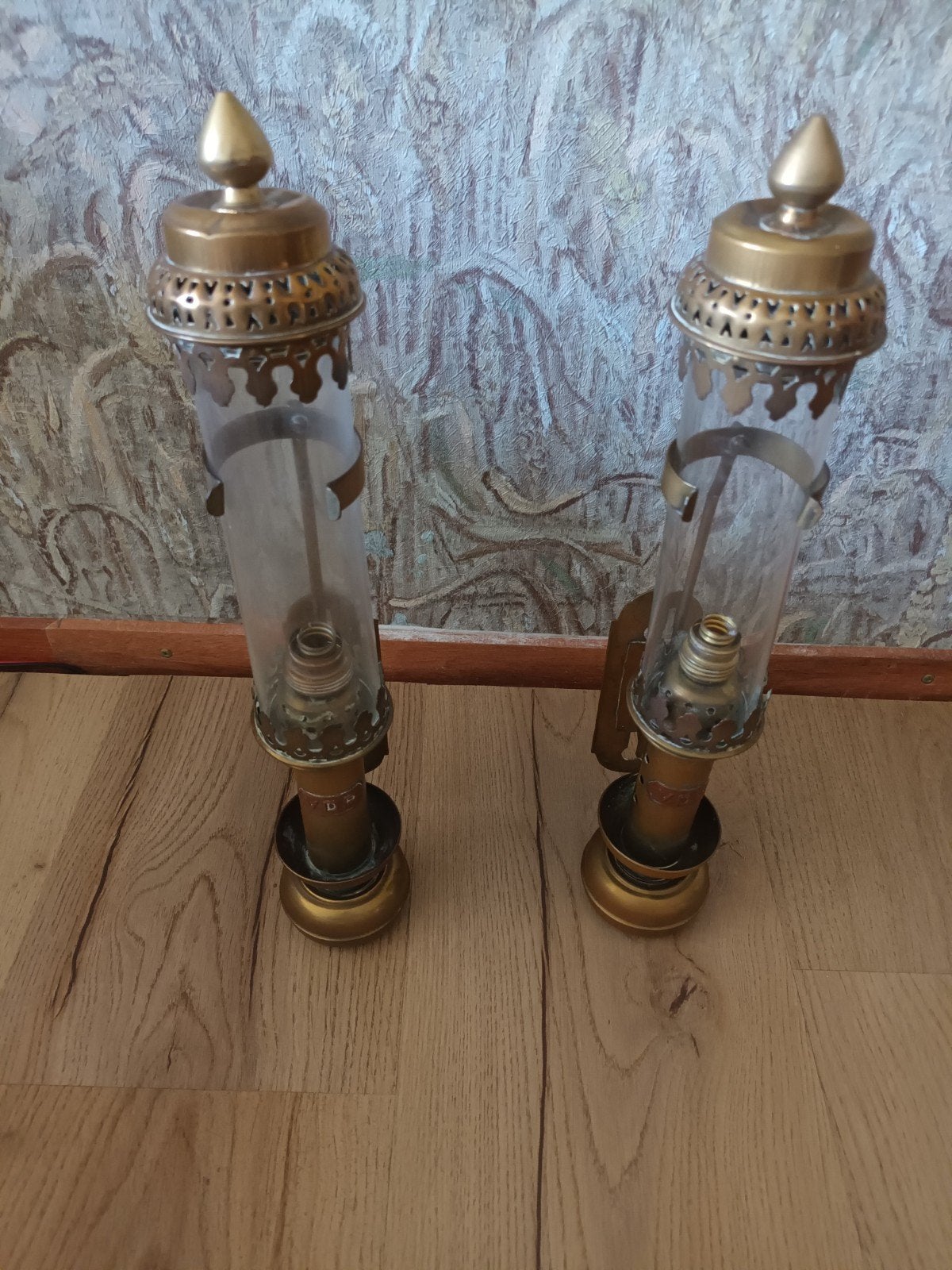 Lees Beschrijving Antiek Koperen  koets lampen, Ophalen