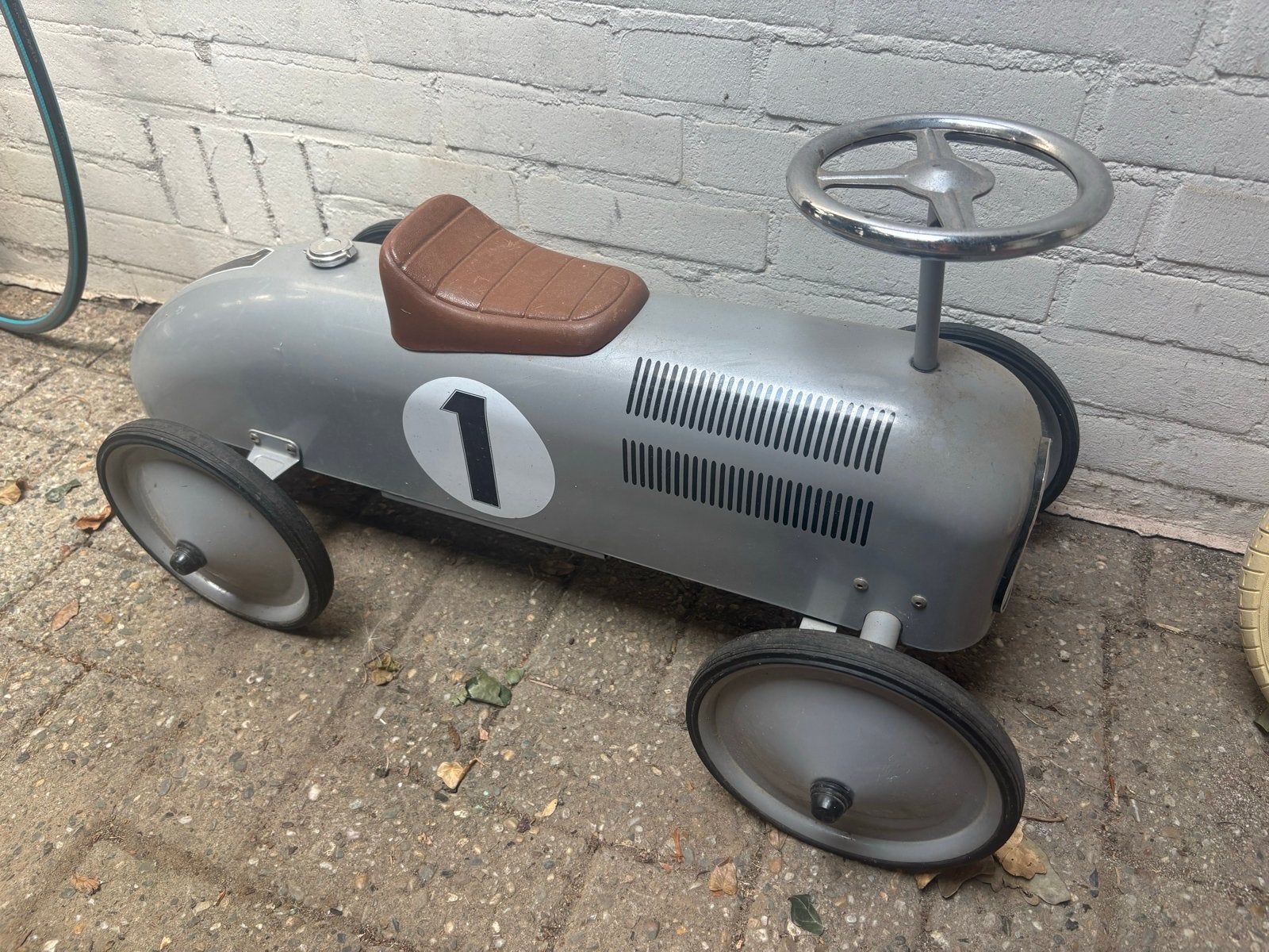 Vintage Trapauto Raceauto Zilver met Nummer 1, Ophalen, Gebruikt