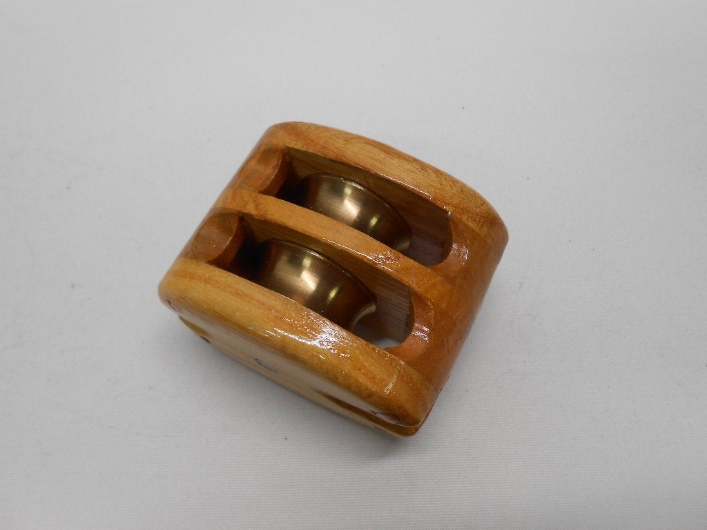 Houten Blokken / Katrollen Stropblokken dubbelschijfs 8-10mm, Ophalen of Verzenden, Nieuw, Lijn of Blok