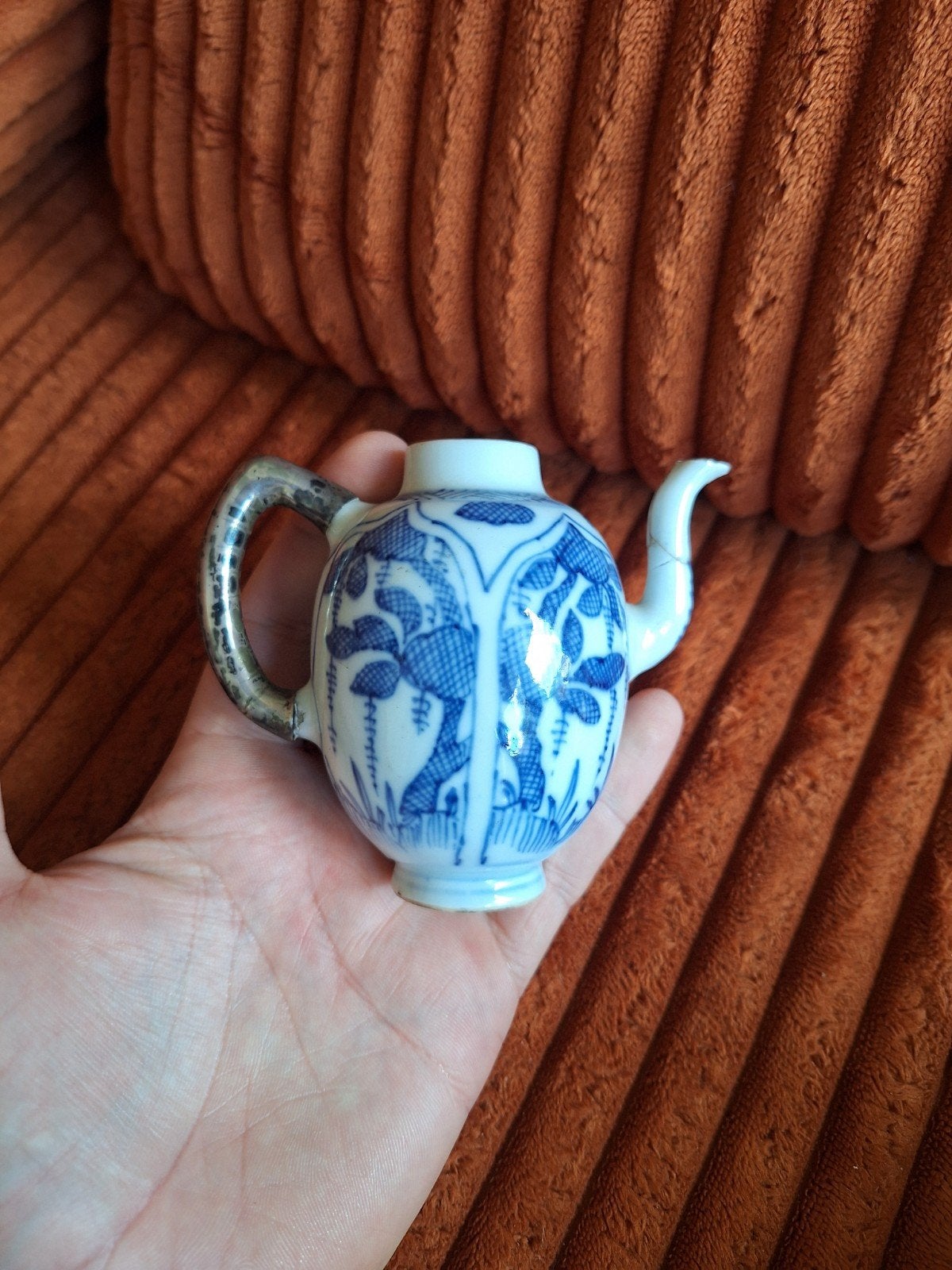 Antiek Chinees trekpotje / wijnkannetje, blauw-wit porselein, Ophalen of Verzenden