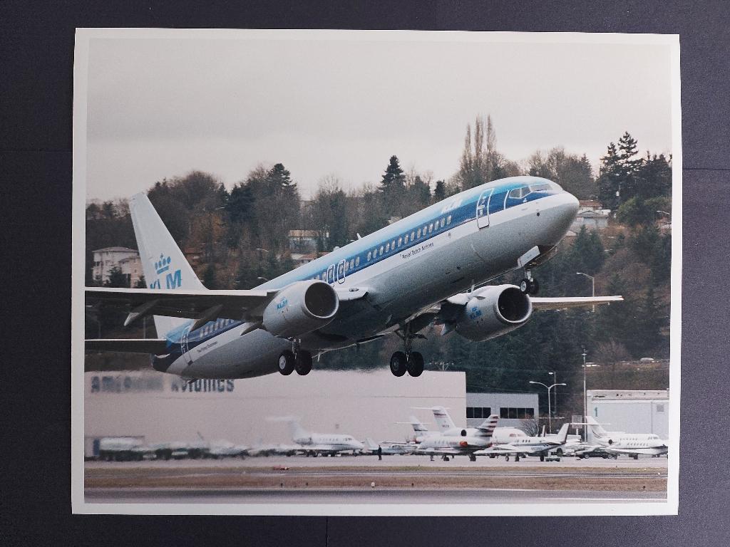 Foto van de eerste KLM Boeing 737-800 (F978), Ophalen of Verzenden, Gebruikt, Kaart, Foto of Prent