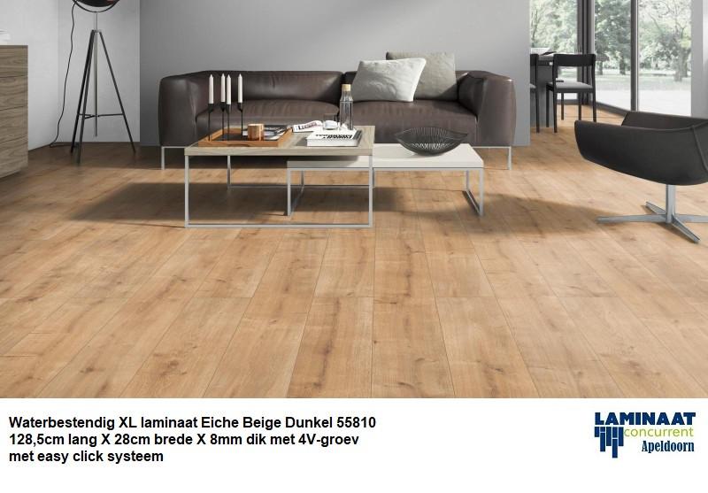 Waterbestendig Laminaat Eiche Beige Dunkel 55810 28cm breed, 28cm bred plank natuur eiken waterbestendig laminaat vloer, 75 m² of meer