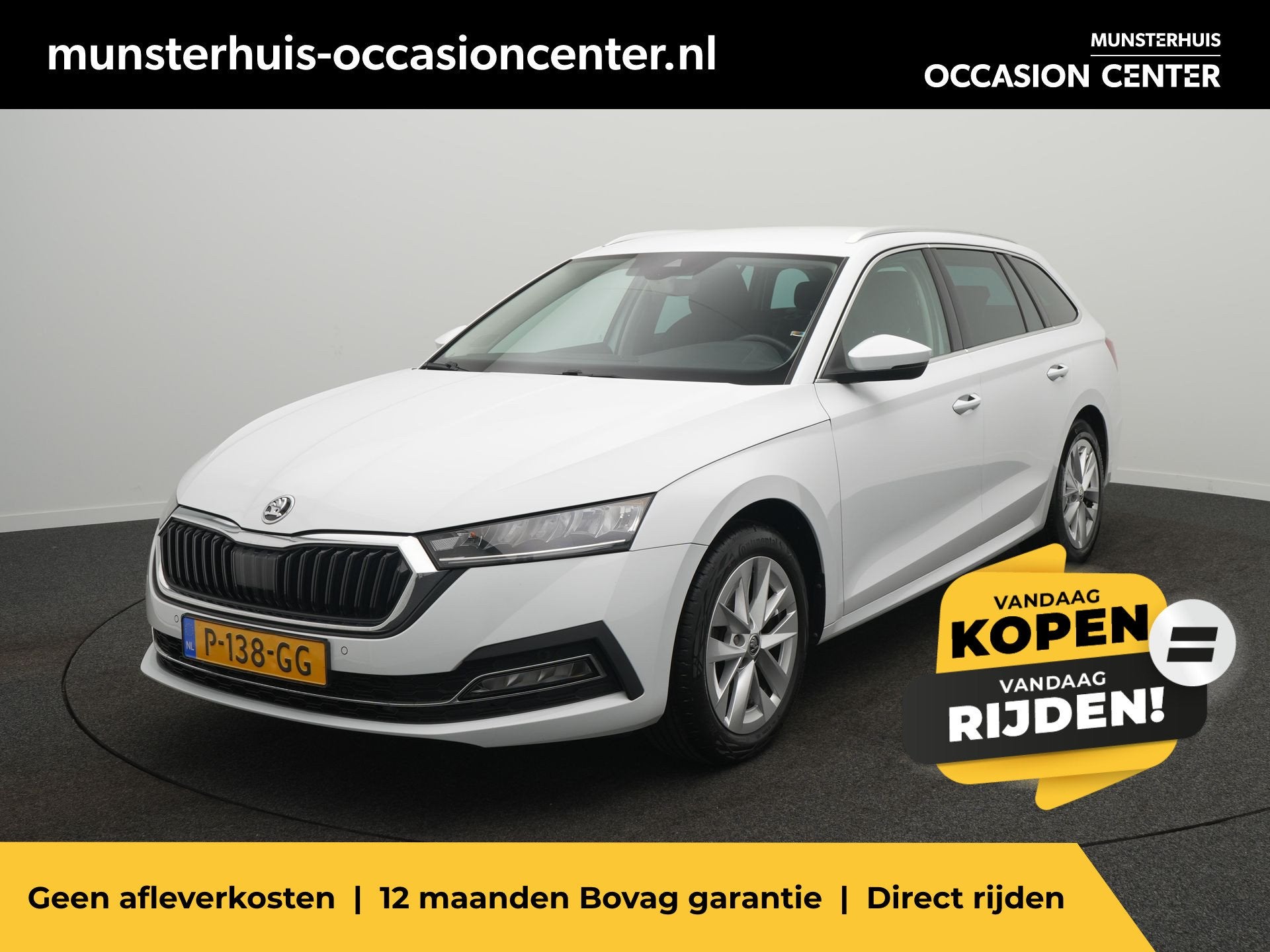 Skoda Octavia Combi 1.0 TSI Business Edition - Occasion Leas, 12 maanden, Stof, Gebruikt, Wit