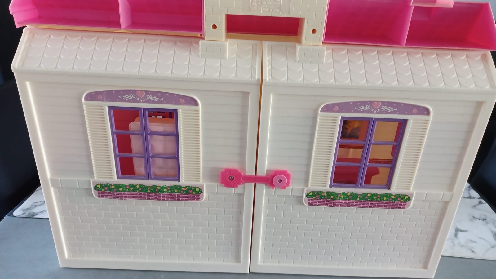 Inklapbaar elektrisch vintage Barbiehuis, Ophalen, Gebruikt, Poppenhuis