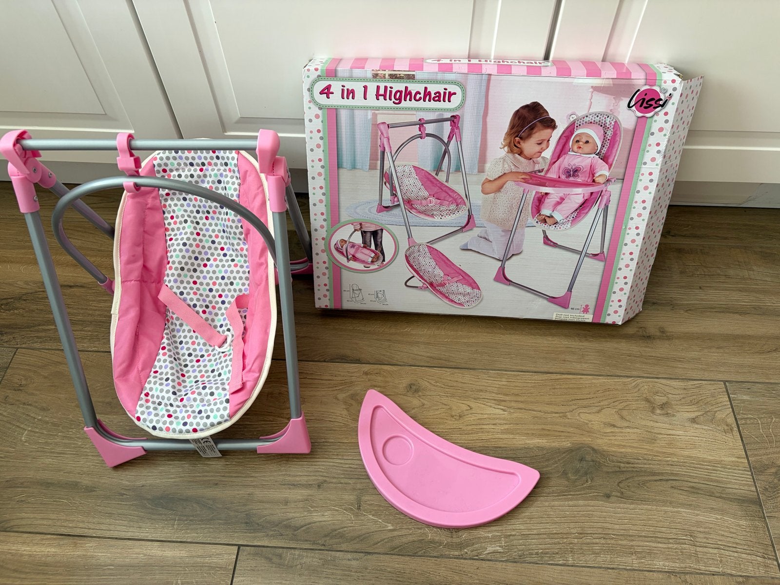 Lissi 4-in-1 Poppenstoel/Schommel - Hoekje ontbreekt, Ophalen of Verzenden, Zo goed als nieuw, Overige typen