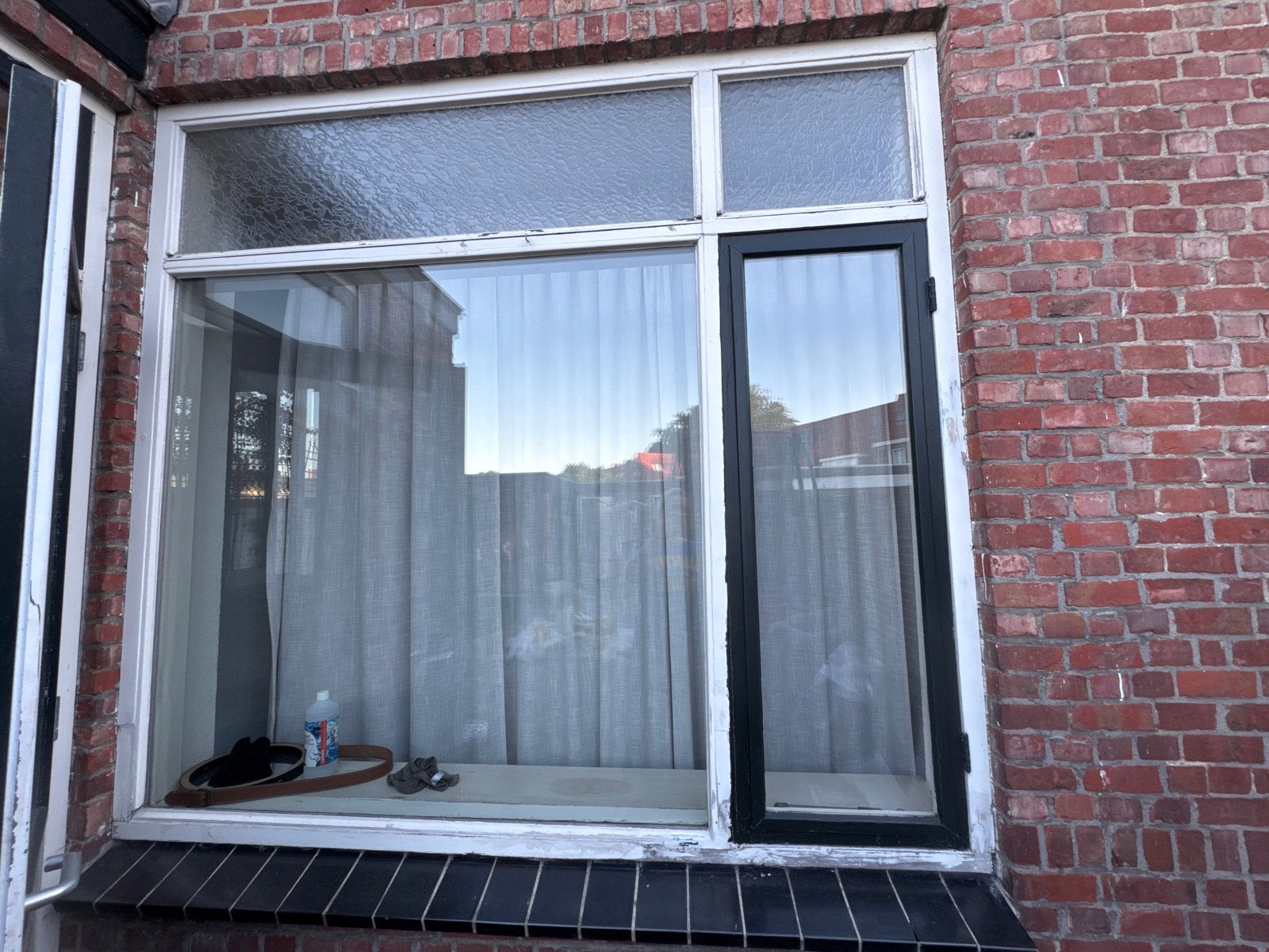 Houten kozijn met glas - Gebruikt, Ophalen, Gebruikt, Raamkozijn, 150 tot 225 cm