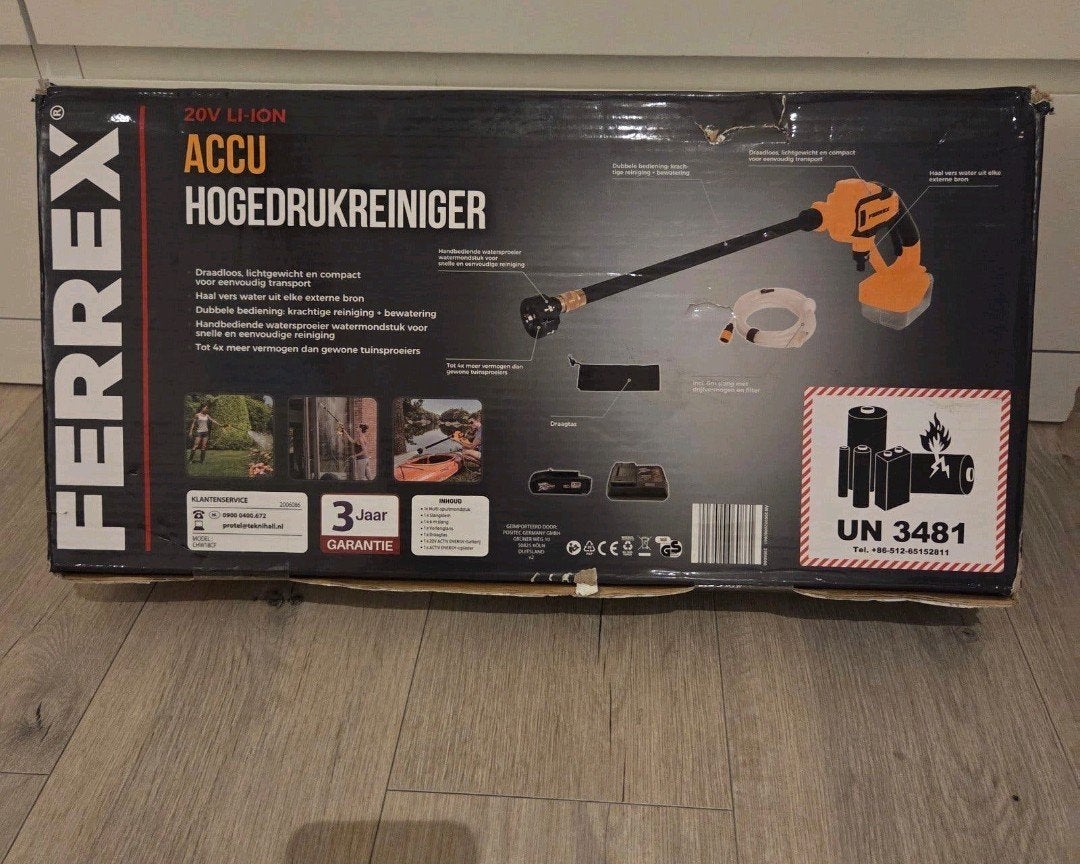 Ferrex 20V Accu Hogedrukreiniger - Draadloos & Compact, Ophalen