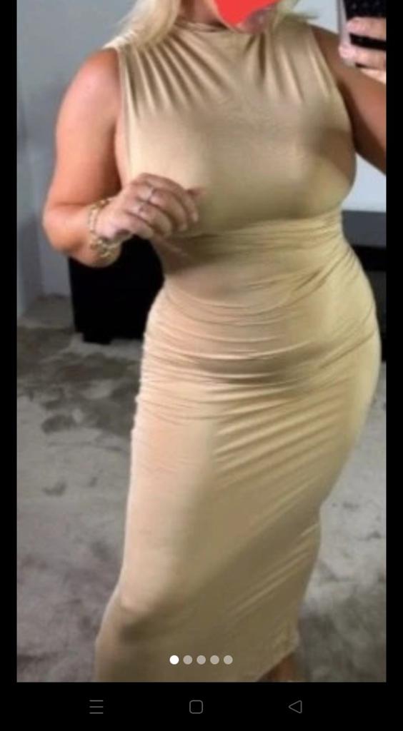 Midi jurk By Swan maat S en M, Kleding | Dames, Beige, Nieuw, Ophalen of Verzenden, Maat 36 (S)