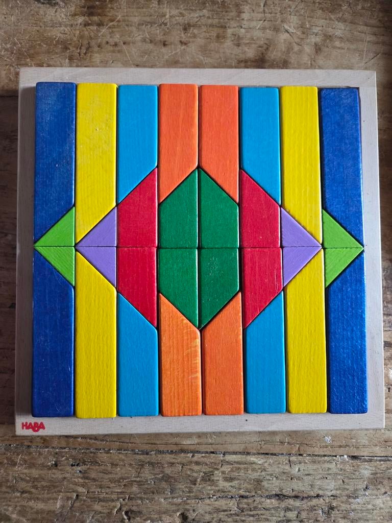 GRATIS Houten blokkenpuzzel HABA, Ophalen, Zo goed als nieuw