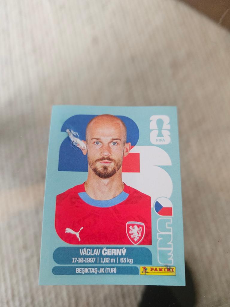 Panini world cup 2026 Vaclac Cerny CZE 18 drukfout, Hobby en Vrije tijd, Stickers en Plaatjes, Ophalen of Verzenden, Plaatje