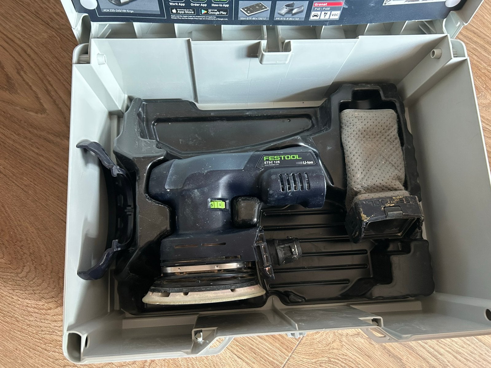 Festool excentrische schuurmachine op accu, Ophalen of Verzenden, Zo goed als nieuw, Minder dan 600 watt, Vlakschuurmachine