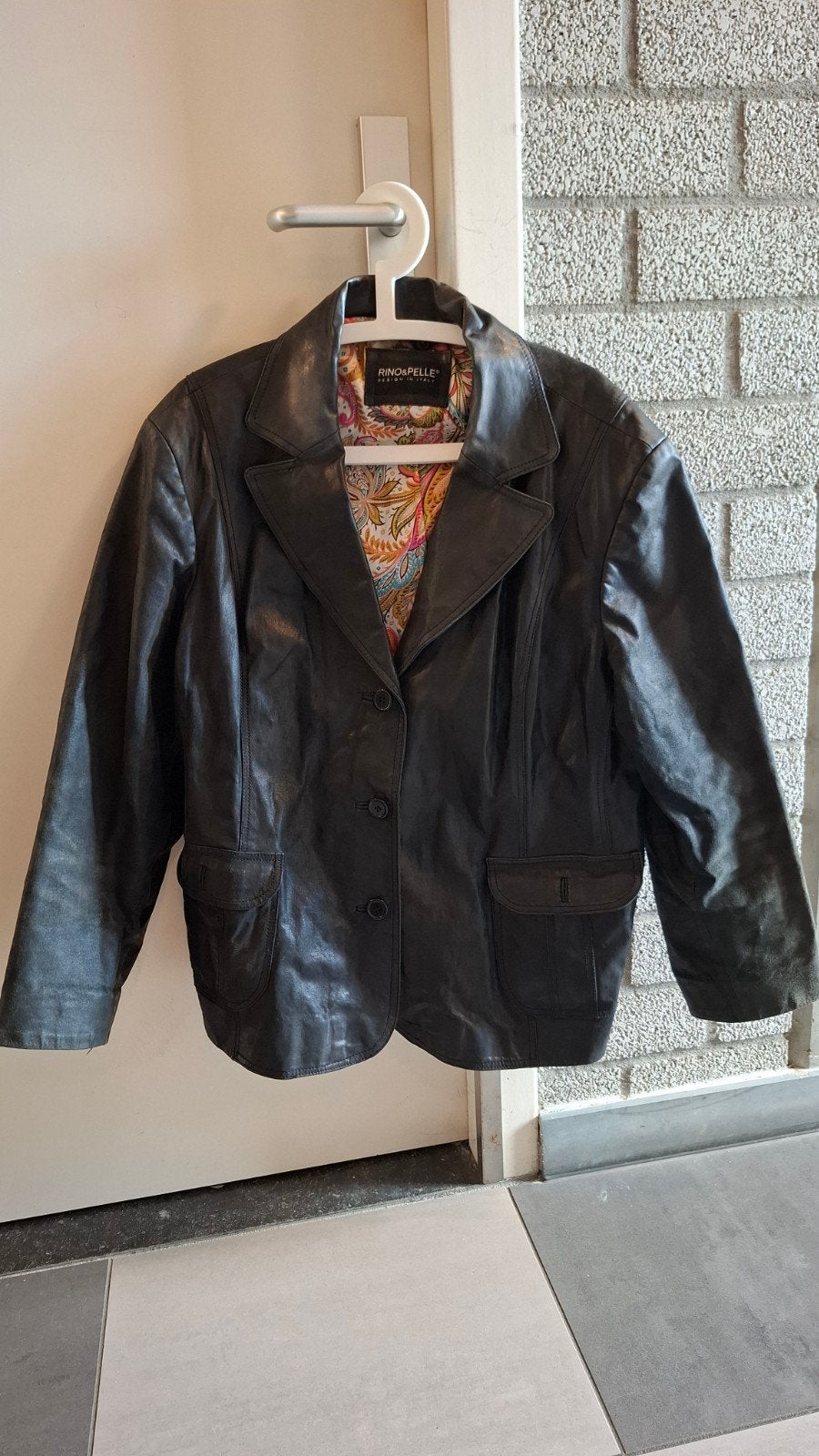 Rino & Pelle Leren Jas Zwart - Maat L/50, Zwart, Maat 46/48 (XL) of groter, Ophalen of Verzenden, Zo goed als nieuw