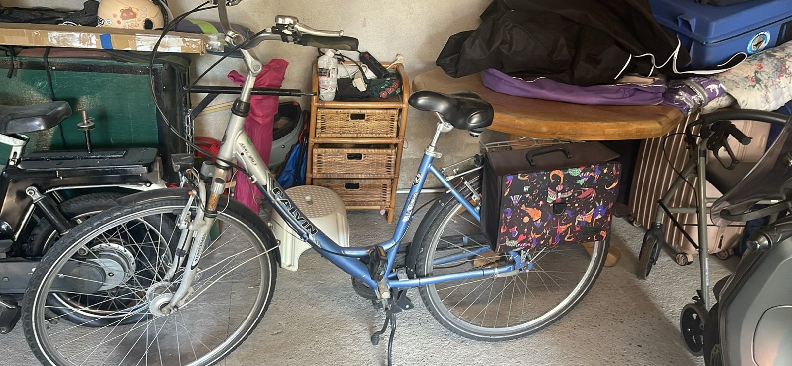 Calvin damesfiets - Blauw/Zilver, Gebruikt, Velgrem, Versnellingen, 50 tot 53 cm