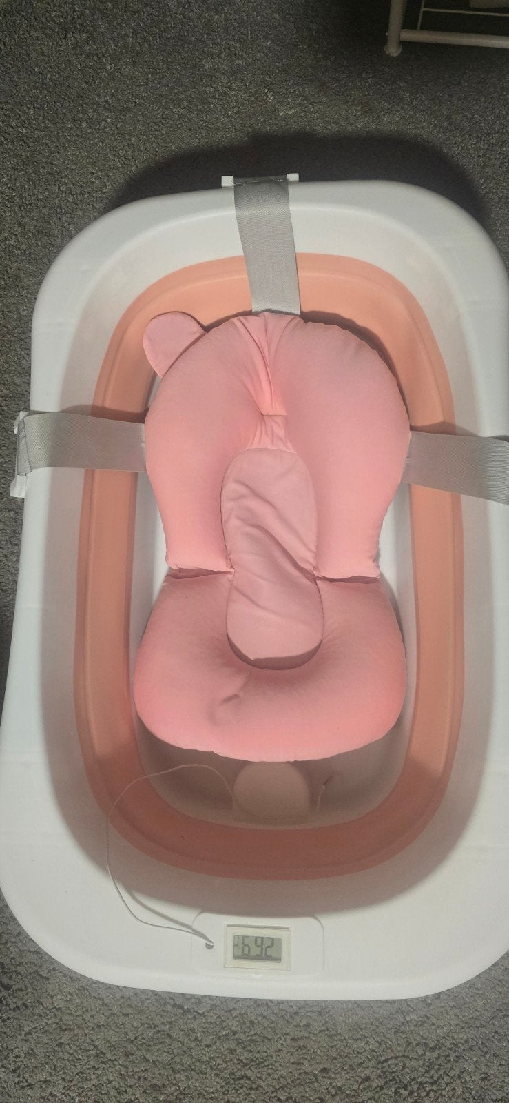 Opvouwbaar babybadje met thermometer en badkussen, Overige merken, Ophalen of Verzenden, Zo goed als nieuw, Badje