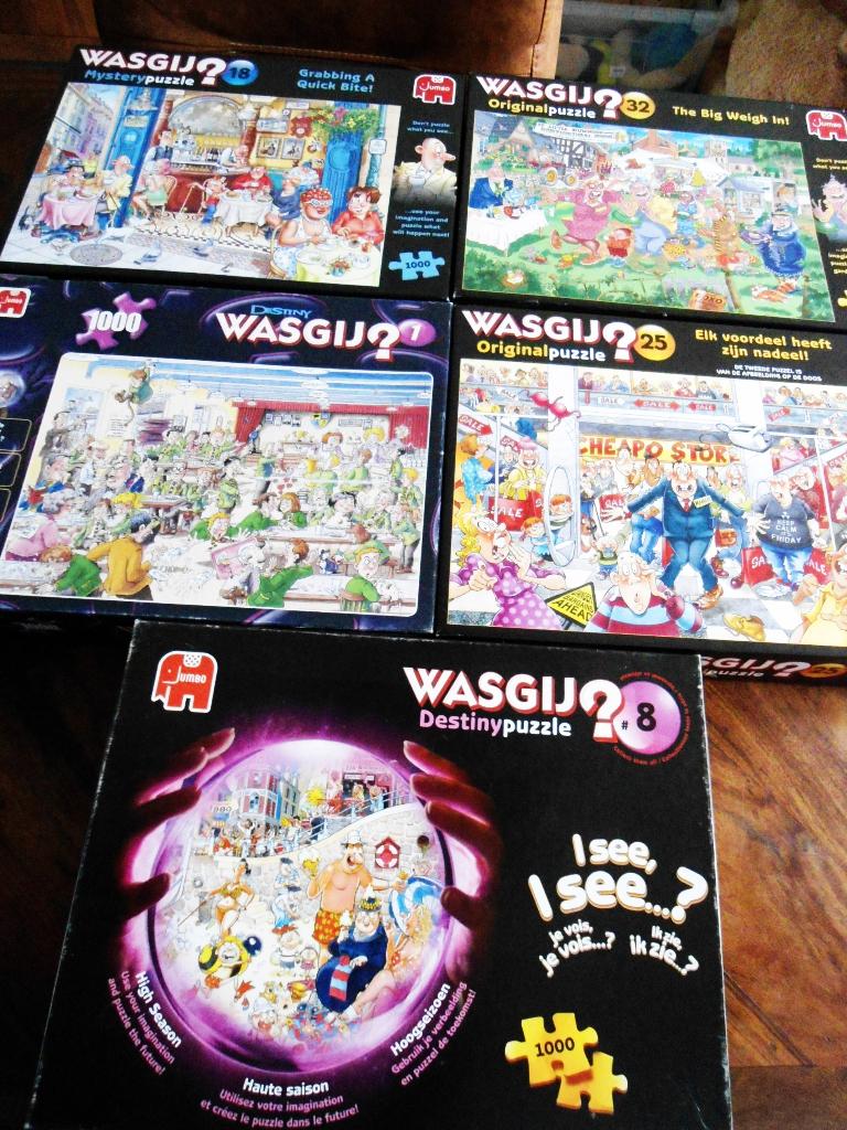 Wasgij puzzels 1000 stukjes en 1 DUO puzzel, Ophalen, 500 t/m 1500 stukjes, Zo goed als nieuw, Legpuzzel