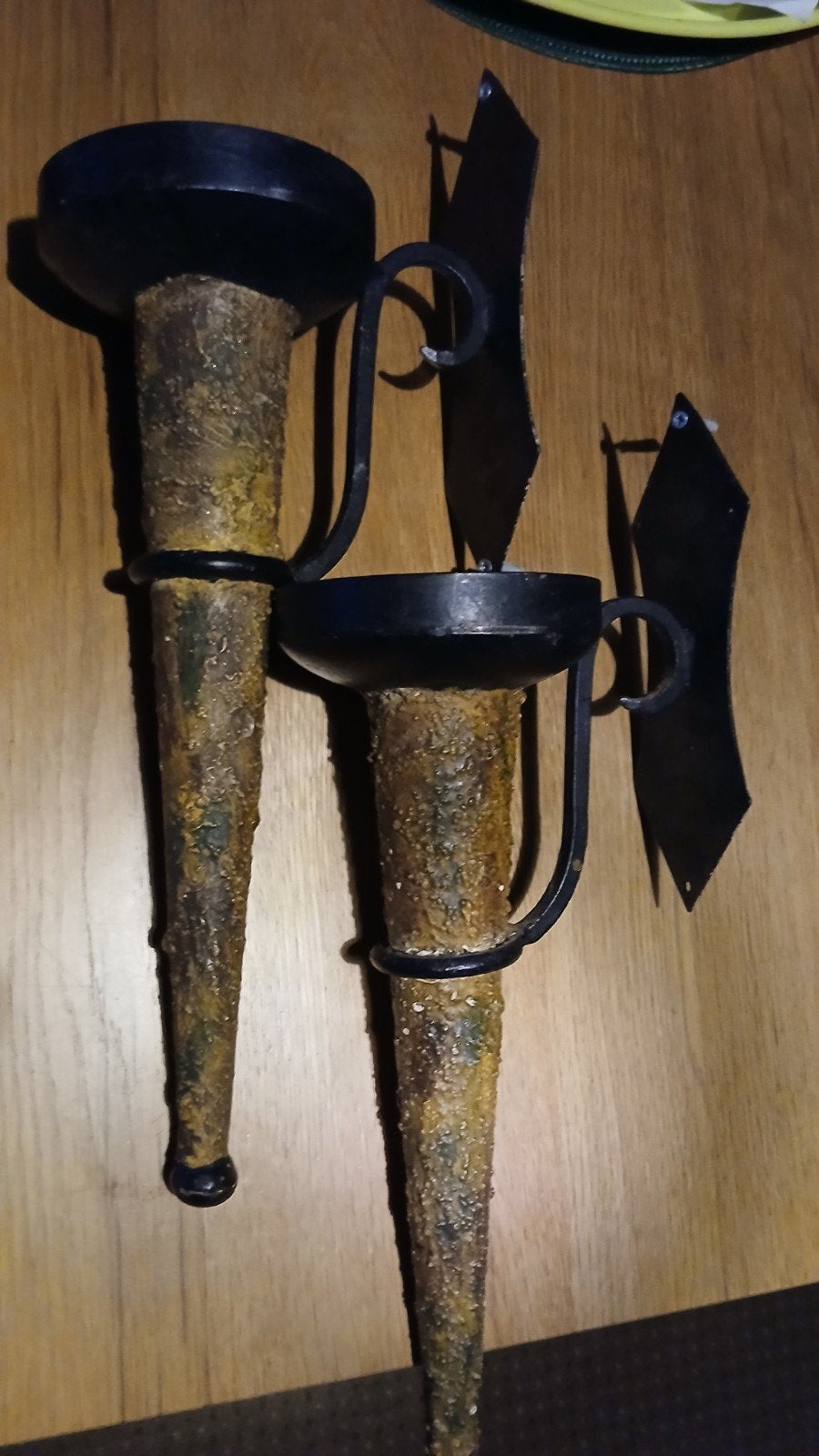 2 muur kaars kandelaars, 37 cm, Bruin, Ophalen of Verzenden, Zo goed als nieuw