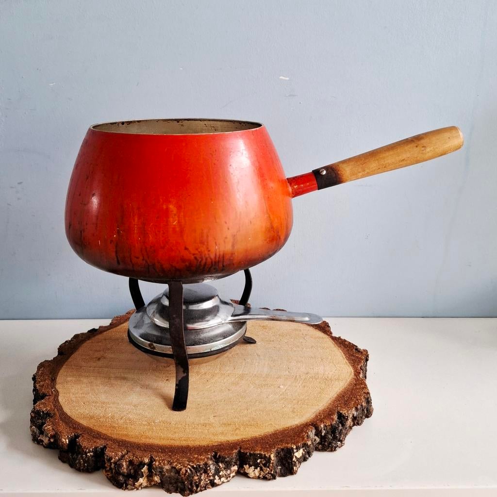 Vintage fonduepan met brander, Witgoed en Apparatuur, Fonduesets, Ophalen of Verzenden, Gebruikt, Brander, Fondueset