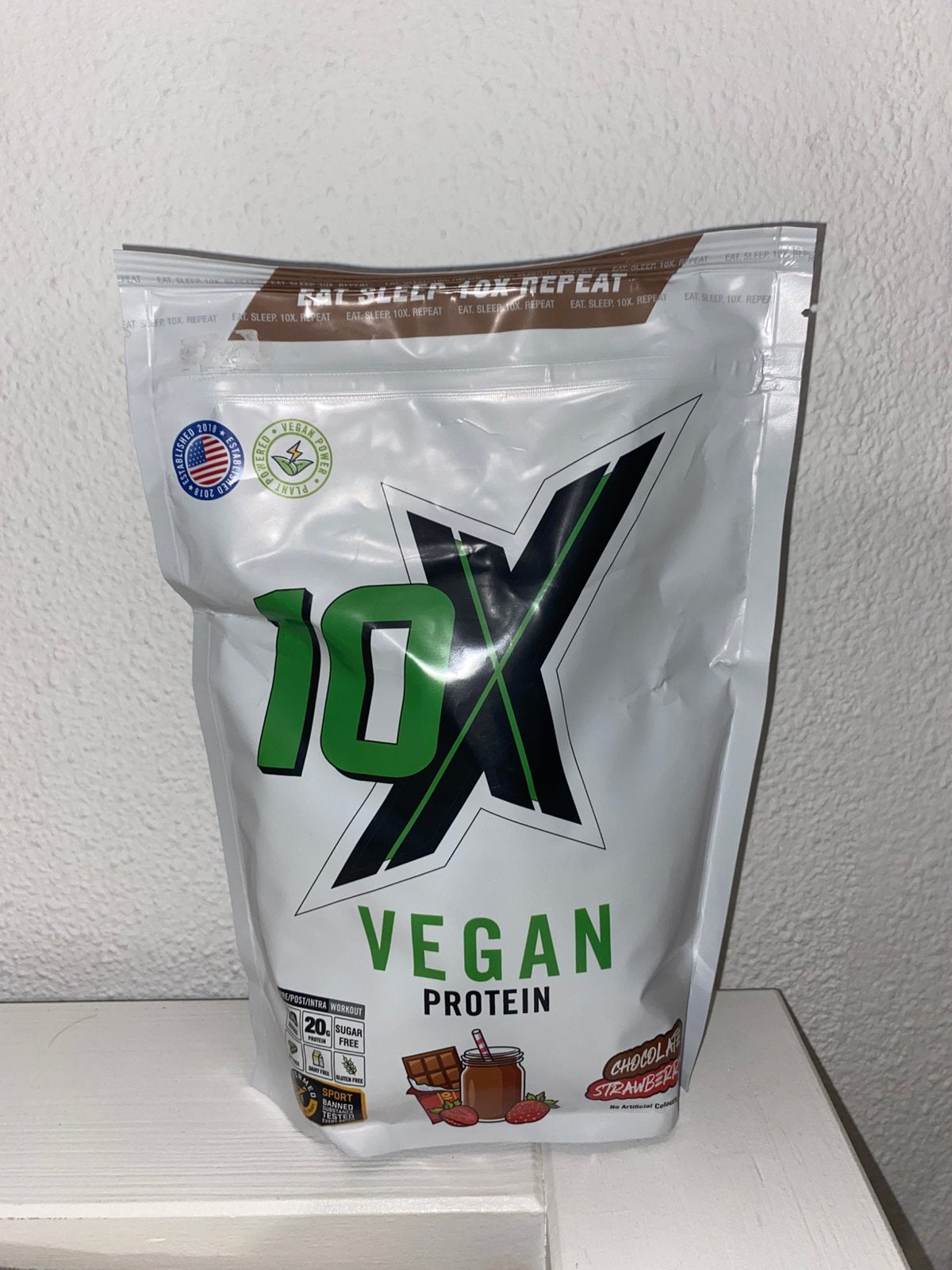 10X Athletic Vegan protein chocolade aardbei, Sport en Fitness, Ophalen of Verzenden, Nieuw, Poeder of Drank