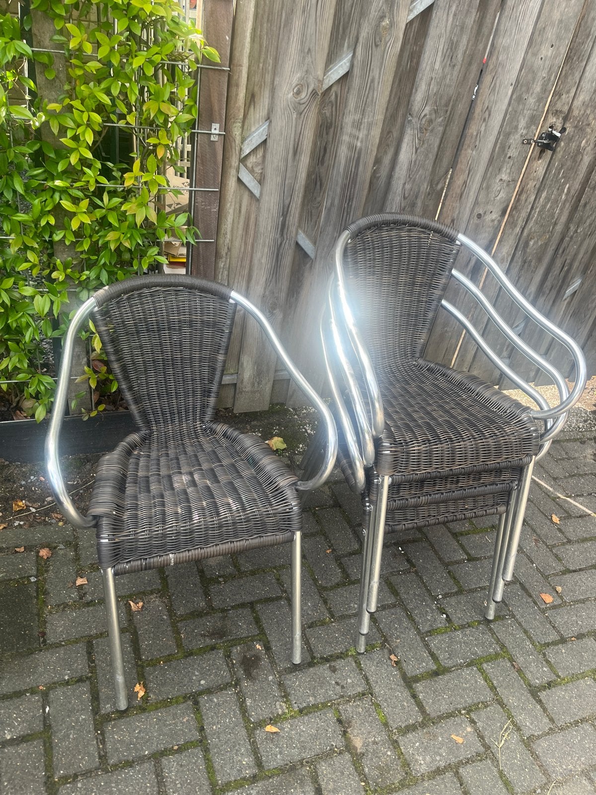 Merk sateliet stoelen in goede staat, Ophalen, Gebruikt, Zwart, Vier