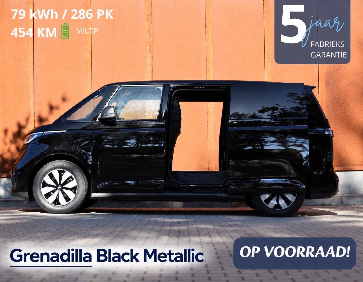 Volkswagen ID. Buzz Cargo 79 kWh Black Long Range 454km, Automaat, Zwart, Volkswagen, Zwart