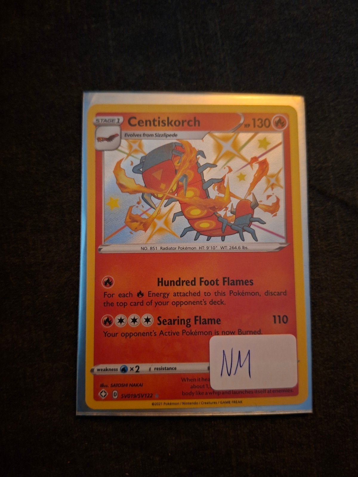 Centiskorch shiny SV019/SV122 Shining fates, Ophalen of Verzenden, Zo goed als nieuw, Losse kaart, Foil